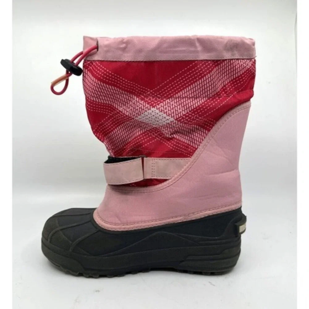 Columbia Snow Boots Kids Size 5 Pink Red Plaid Waterproof‎ BY1298-952 Good